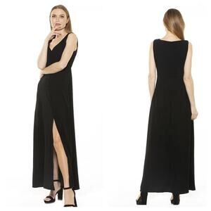 Alexia Admor Dress Milana Maxi Button Sleeveless Neutral Minimal Black 6